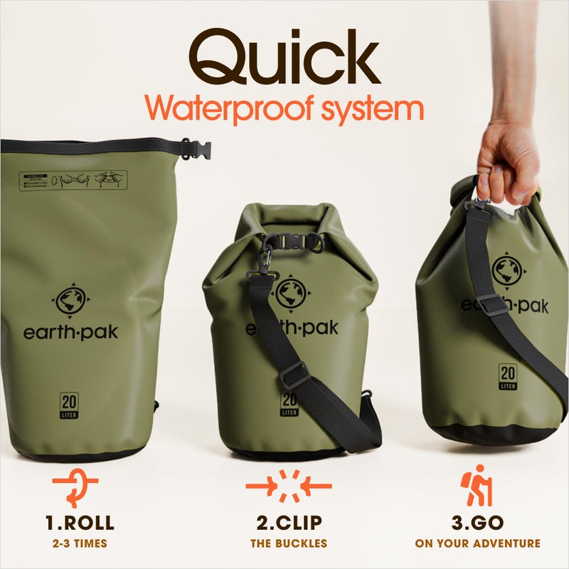 Earth Pak Waterproof Dry Bag - Roll Top Waterproof Backpack Sack Keeps Gear Dry for Kayak with Waterproof Phone Case - Image 5